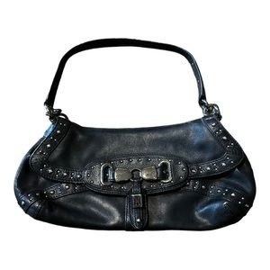 COLE HAAN Collection Women's Handbag Satchel Leather Black studded vintage‎
